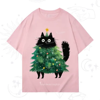 Purplehecate Black Cats Christmas Tree Christmas T-Shirt