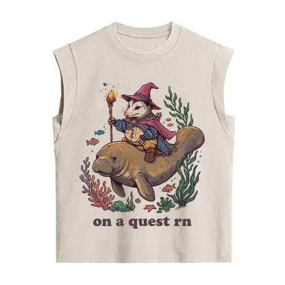 Purplehecate Opossum Wizard on Sea Quest Vintage Washed Tank