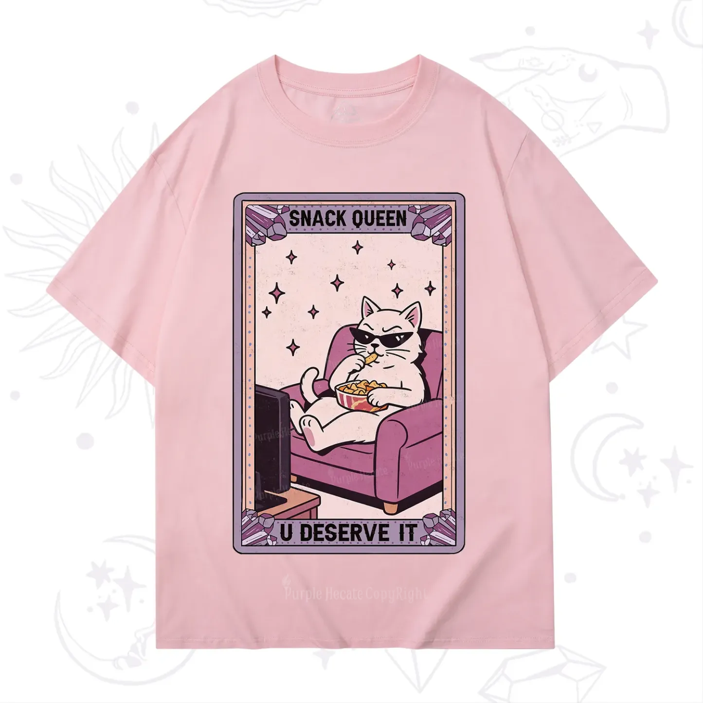 Purplehecate The Snack Queen Cat Tarot T-Shirt