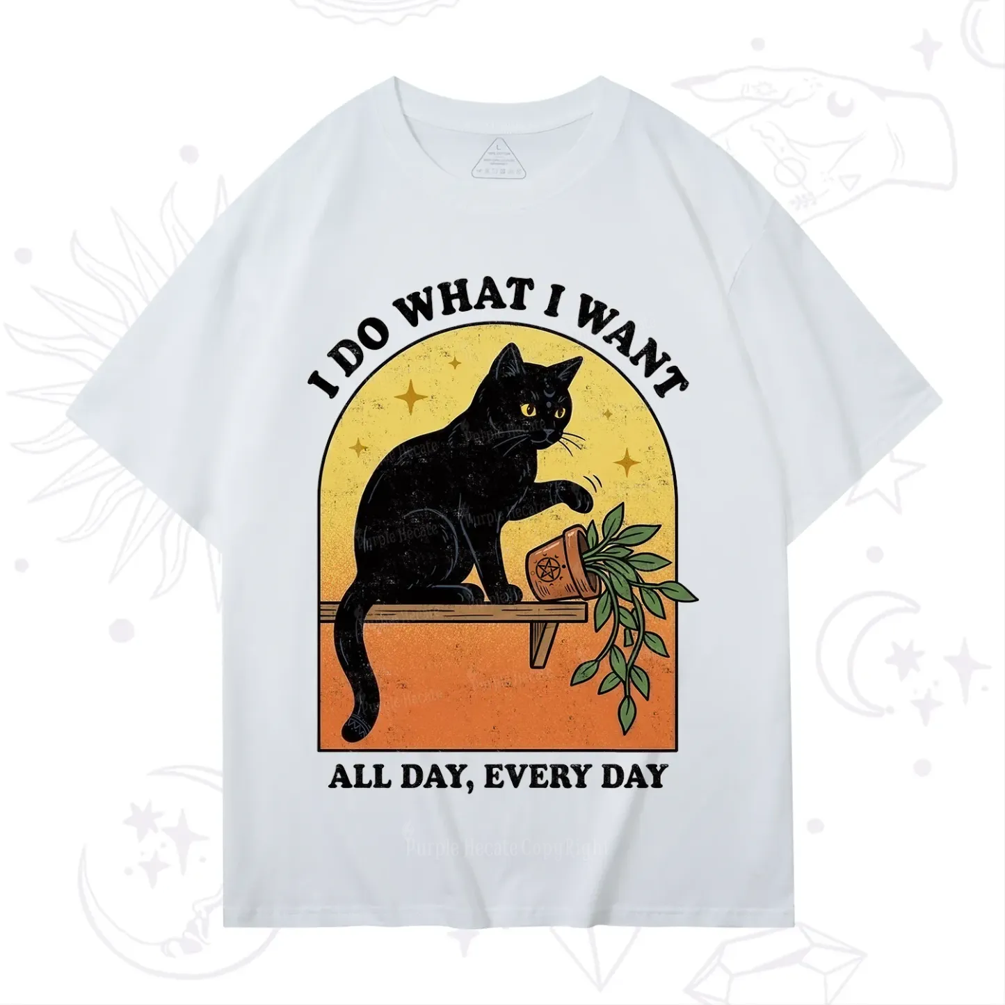 Purplehecate I Do What I Want Funny Black Cat T-Shirt