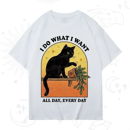 Purplehecate I Do What I Want Funny Black Cat T-Shirt