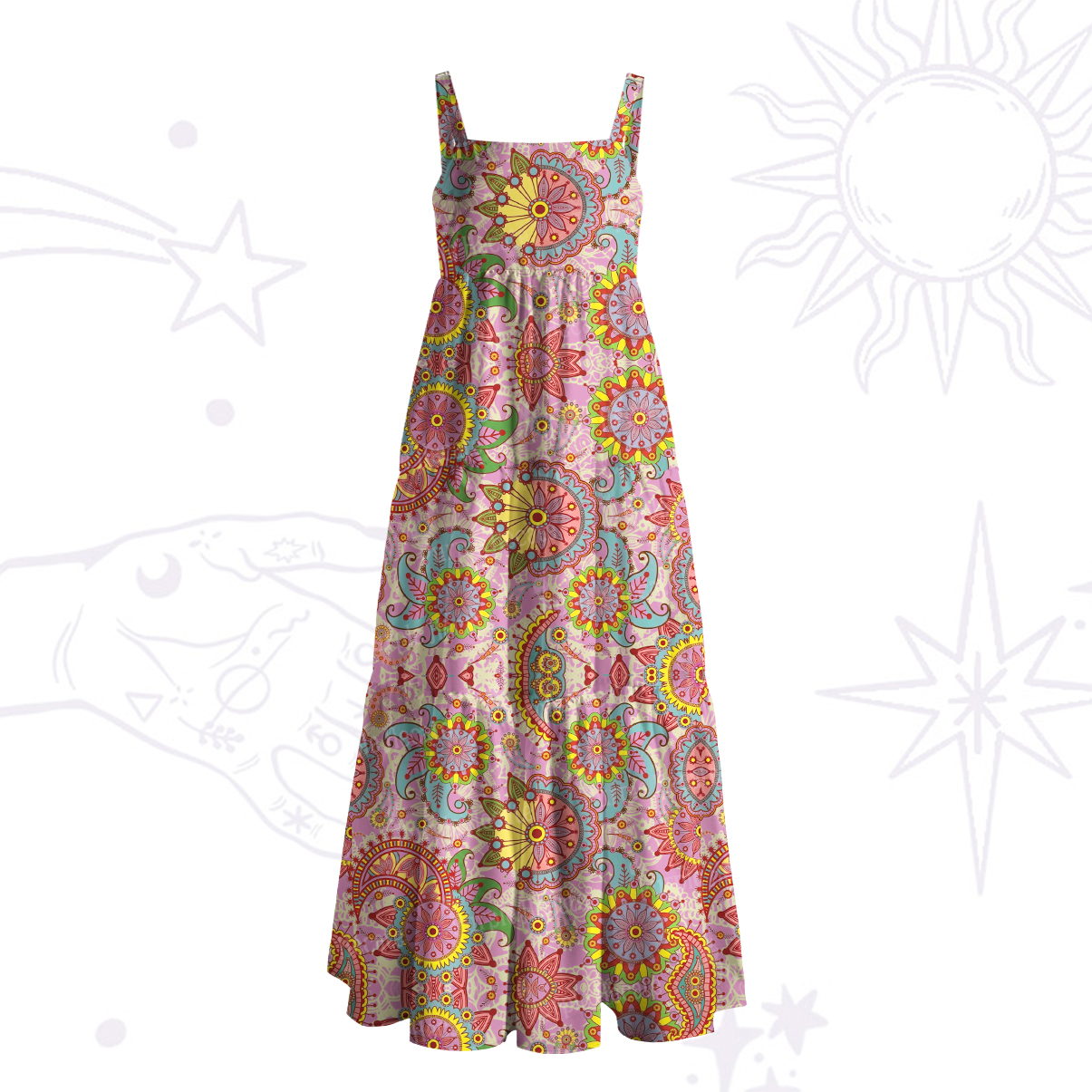 Purplehecate Mandala Dream Wide Straps Maxi Dress