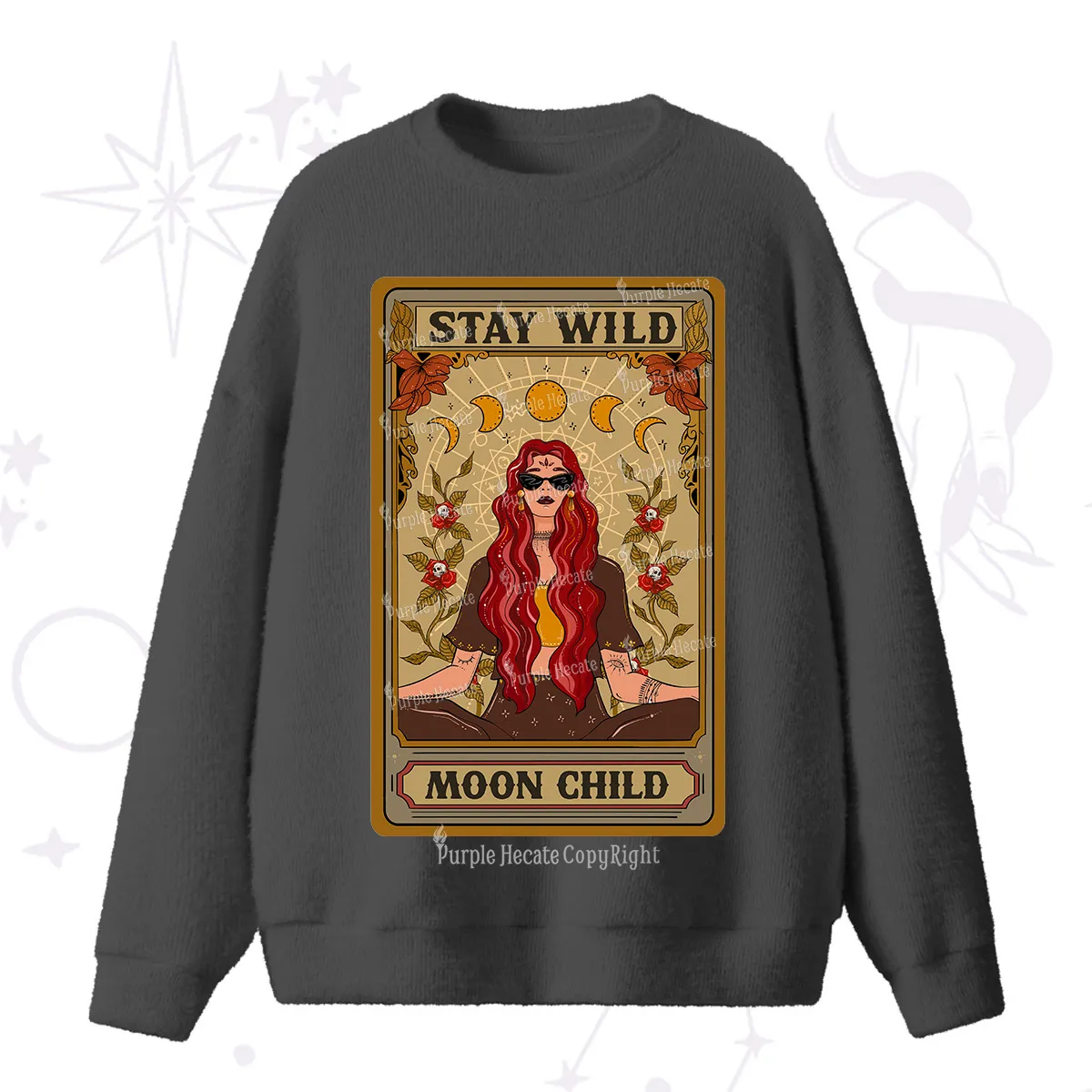 Purplehecate The Stay Wild Moon Child Oracle Card Fuzzy Ugly Sweater