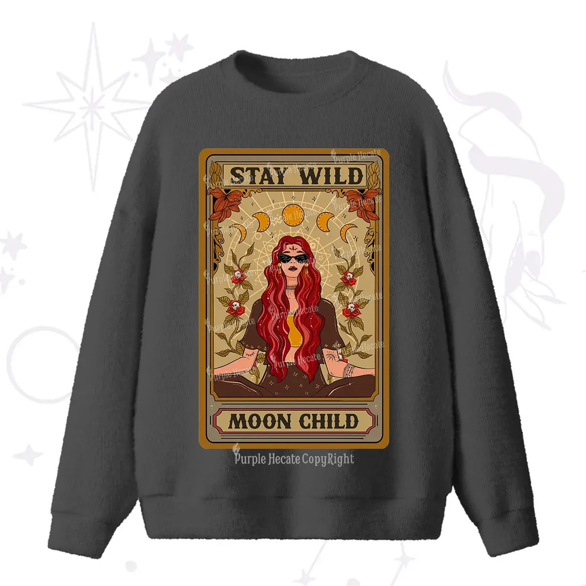 Purplehecate The Stay Wild Moon Child Oracle Card Fuzzy Ugly Sweater