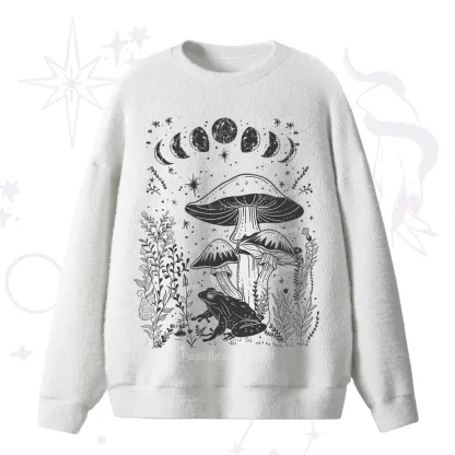 Purplehecate Celestial Frog Mushrooms Fuzzy Ugly Sweater