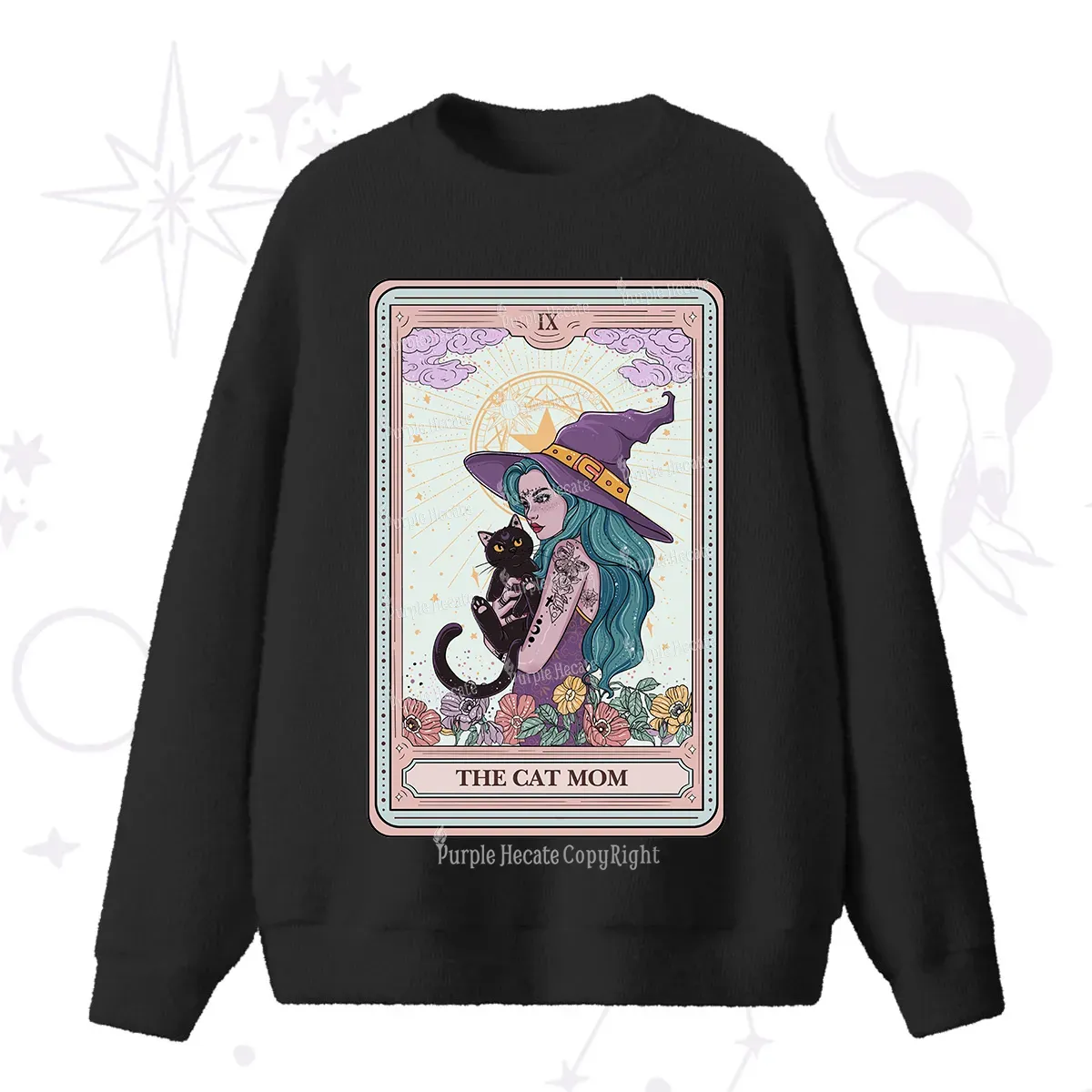 Purplehecate The Gothic Cat Mom Tarot Fuzzy Ugly Sweater