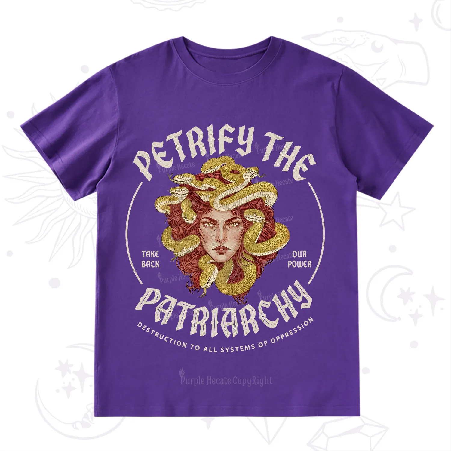 Purplehecate Petrify Patriarchy Medusa T-Shirt