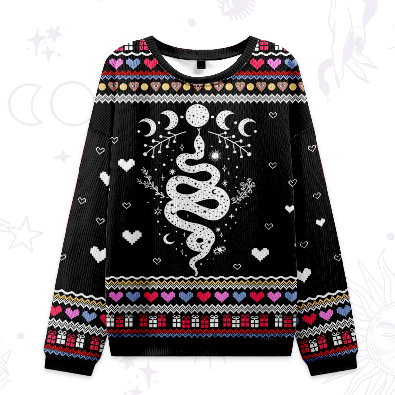 Purplehecate Snake And Moon Phase Ugly Valentine Sweatshirt