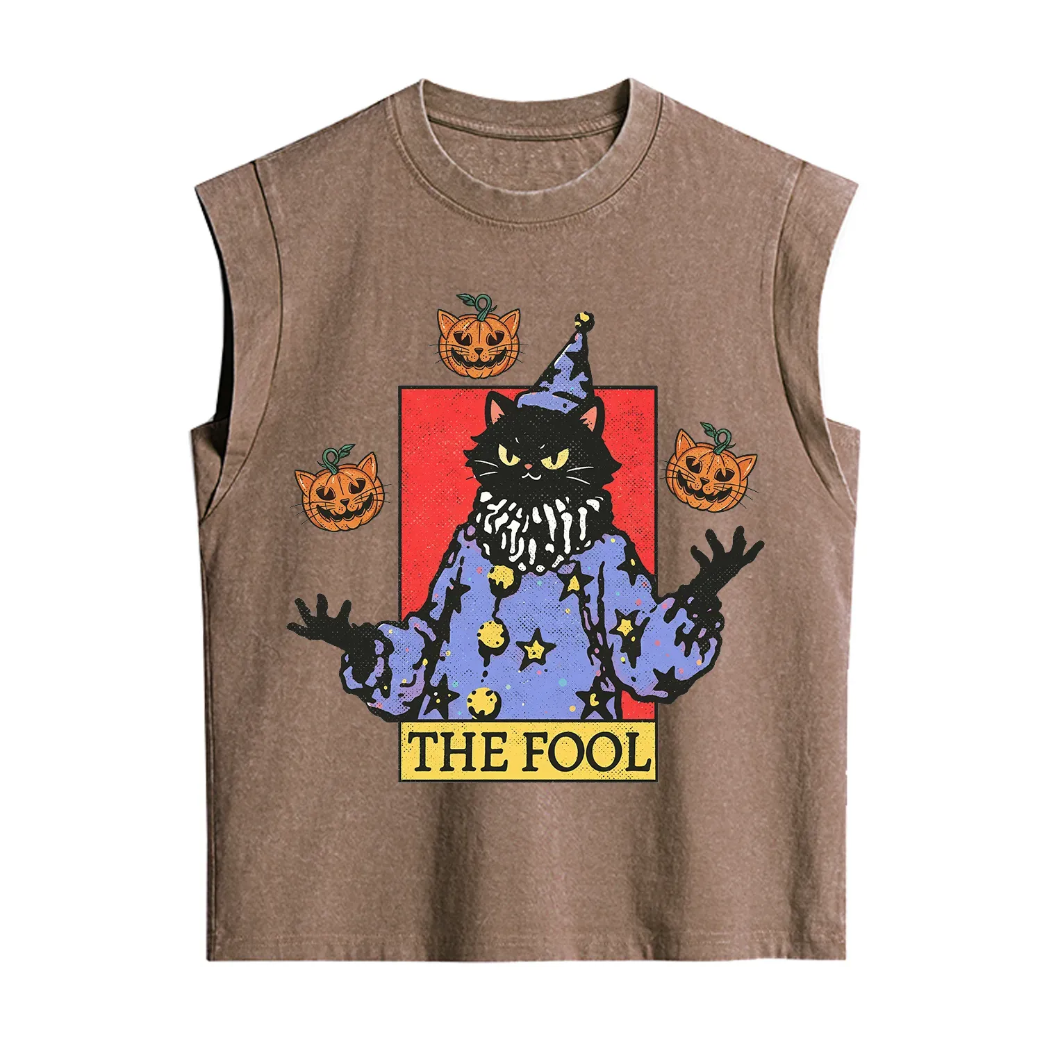 Purplehecate Spooky Fool Black Cat Vintage Washed Tank