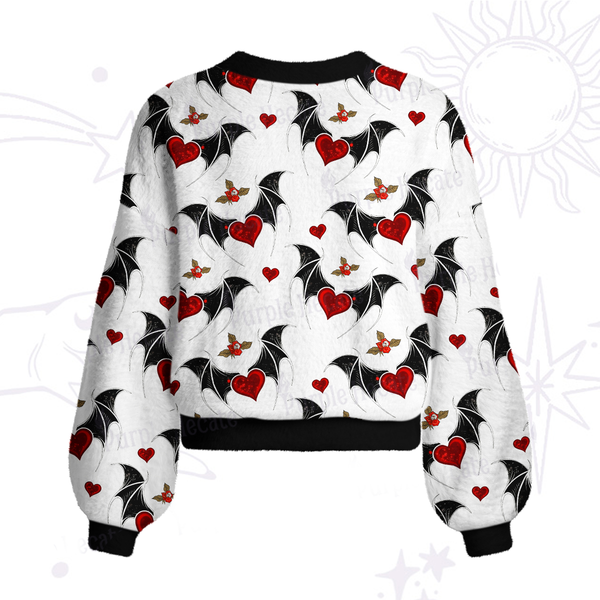 Purplehecate Dark Romance Bat & Heart Cardigan Sweaters