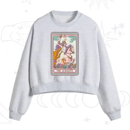 Purplehecate The Audacity Tarot Card Fleece Cropped Sweatshirt