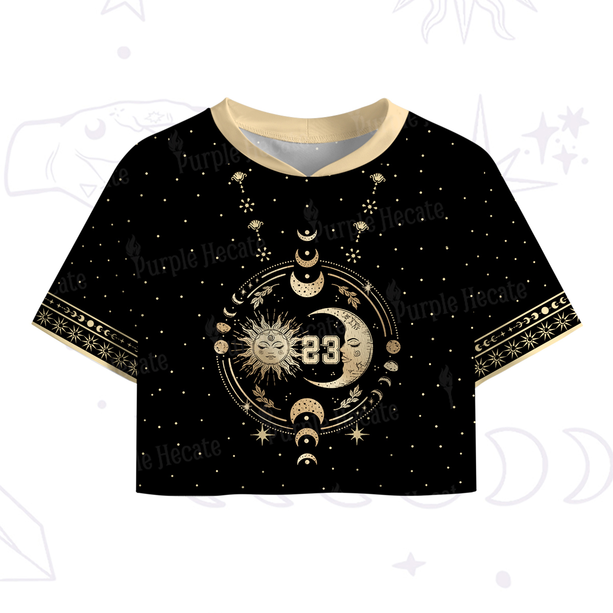 Purplehecate Celestial Sun and Moon Crop Sports Jersey