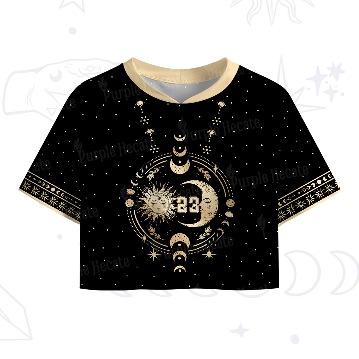 Purplehecate Celestial Sun and Moon Crop Sports Jersey