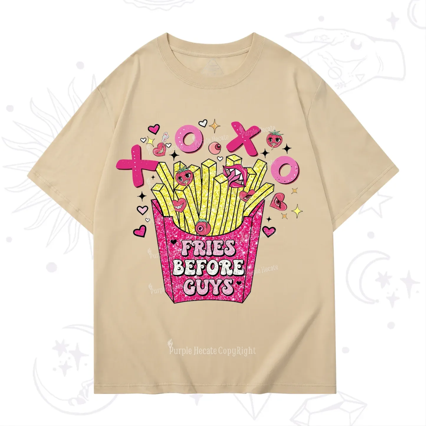 Purplehecate Fries Before Guys Valentine T-Shirt