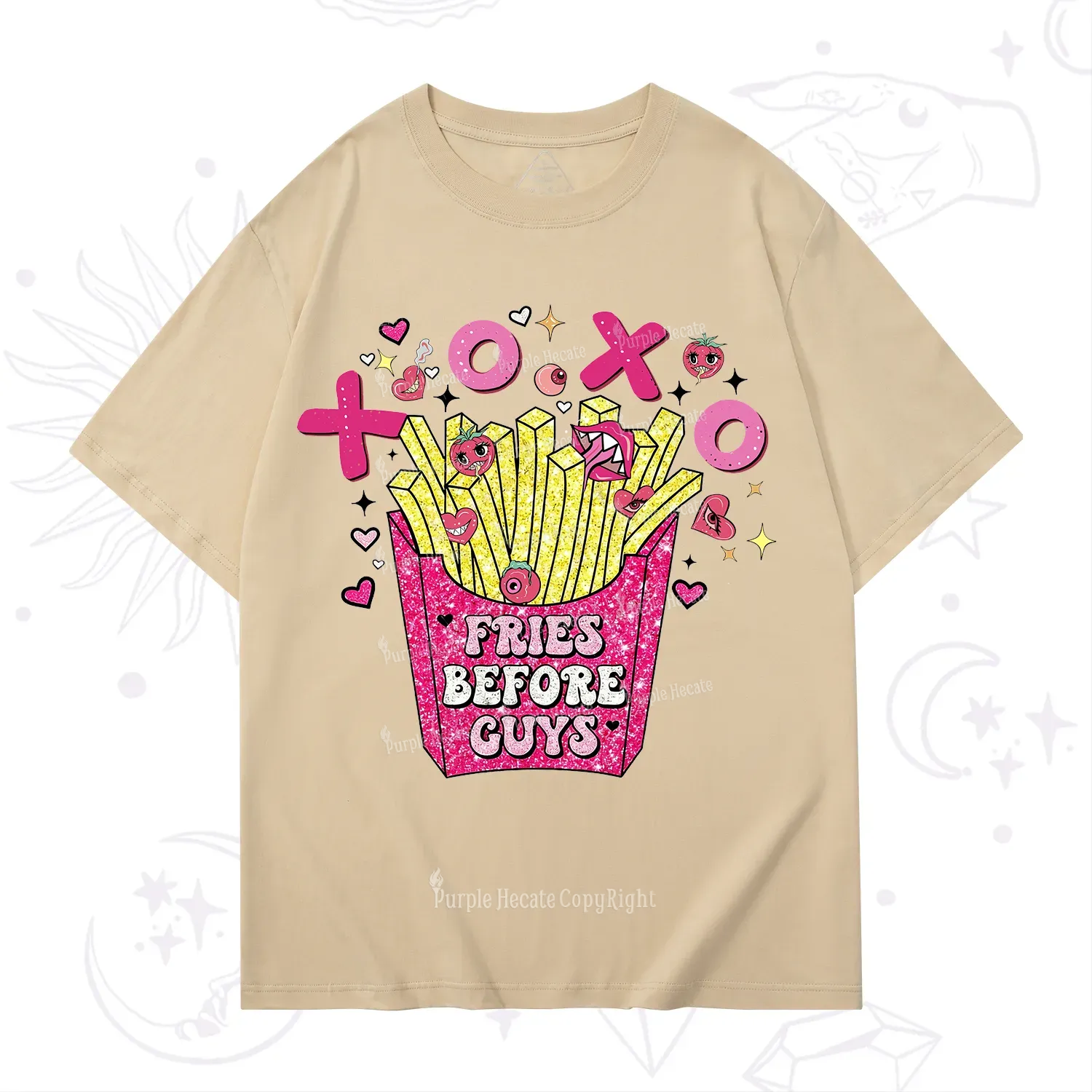 Purplehecate Fries Before Guys Valentine T-Shirt