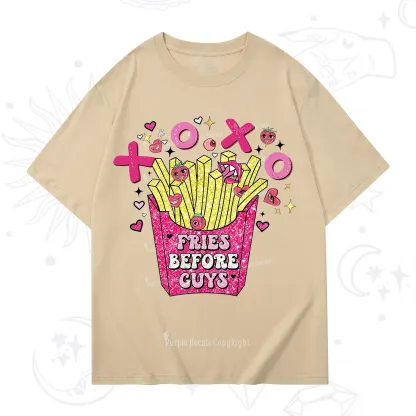Purplehecate Fries Before Guys Valentine T-Shirt
