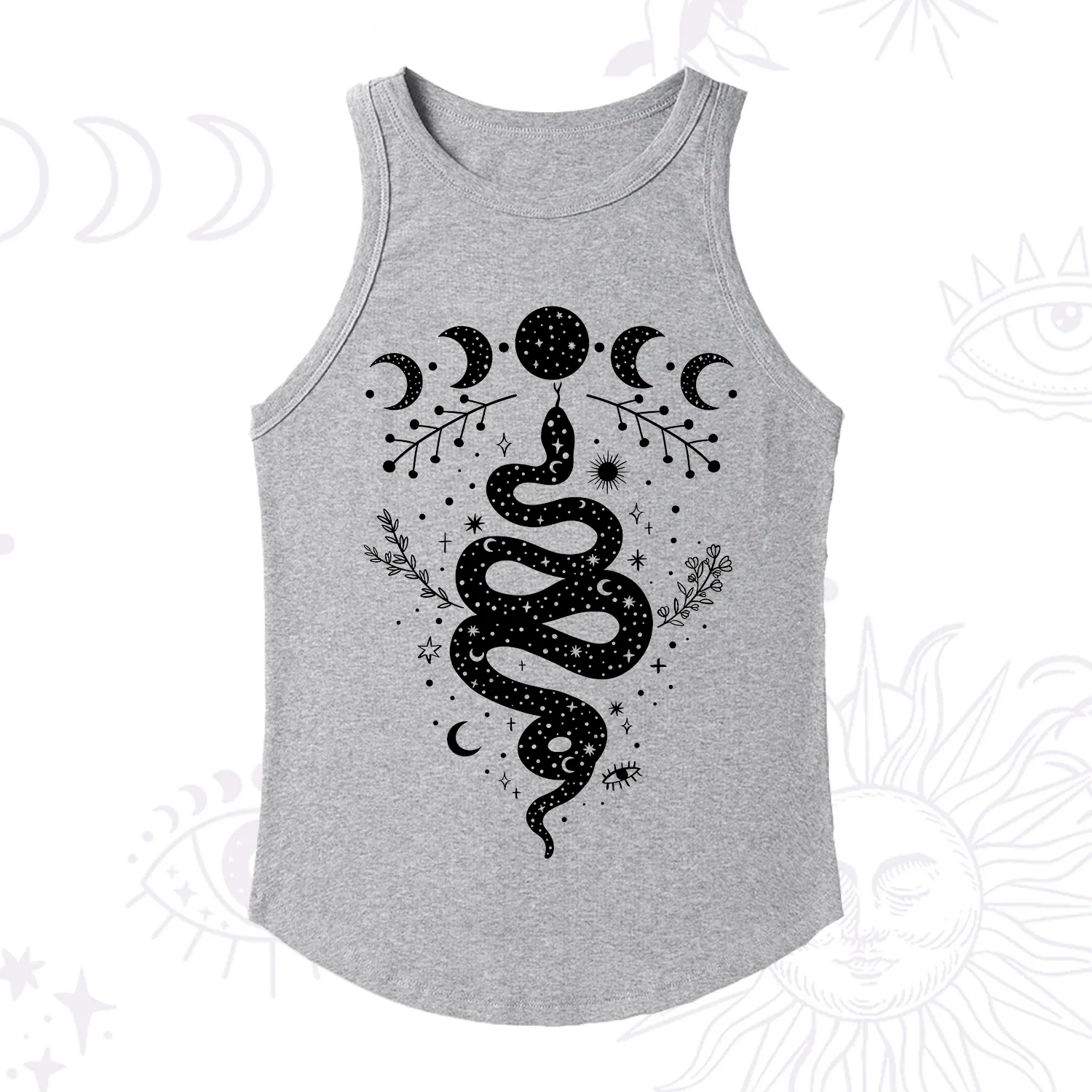 Purplehecate Snake And Moon Phase Comfort Ribbed Tank Top
