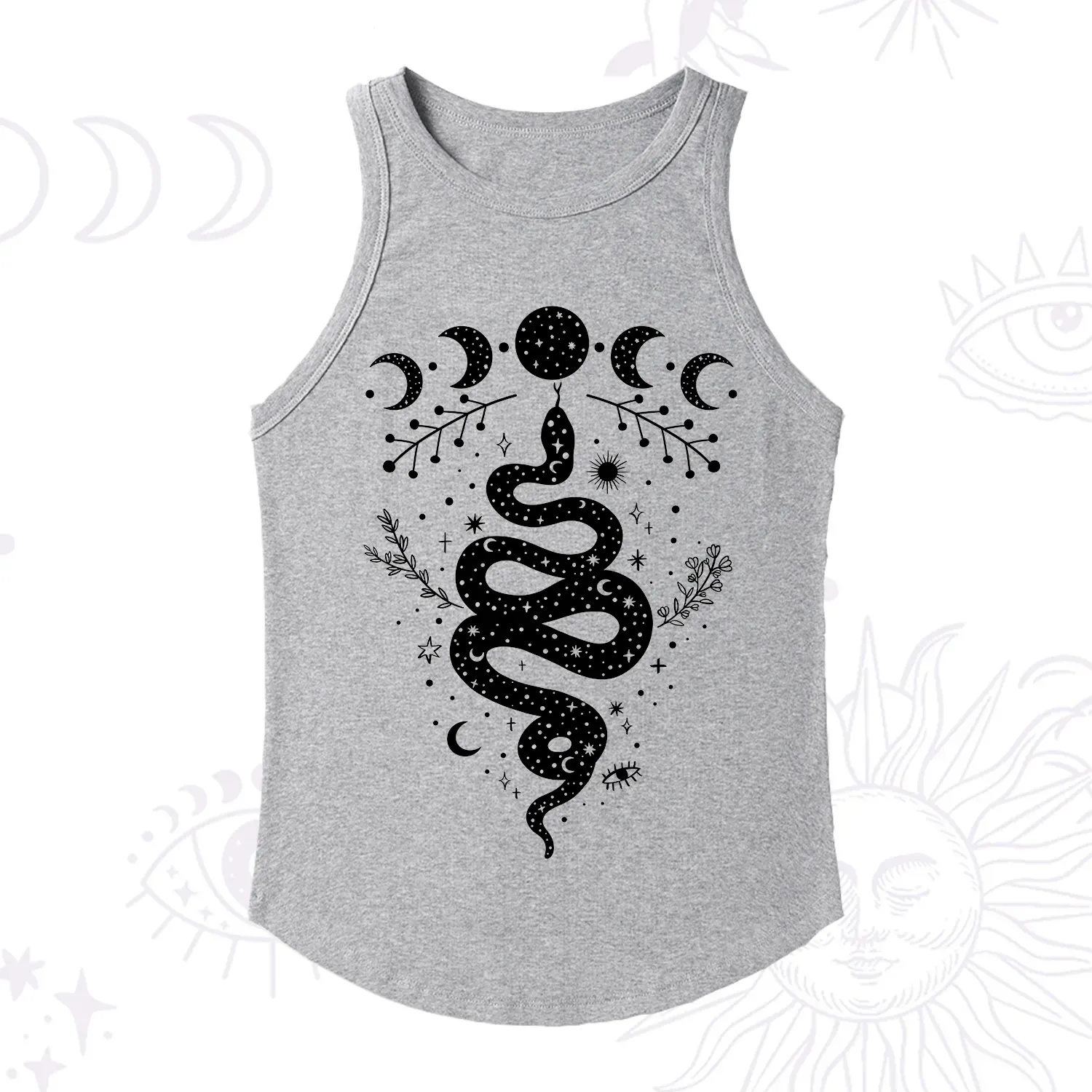 Purplehecate Snake And Moon Phase Comfort Ribbed Tank Top