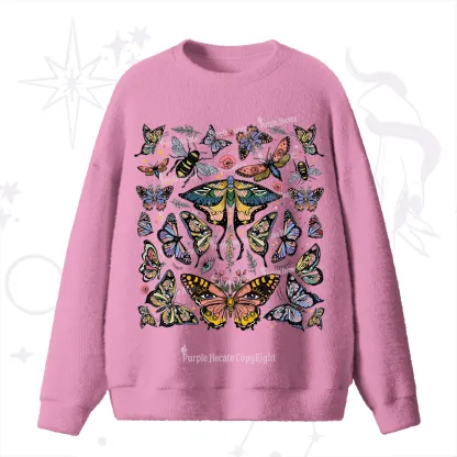 Purplehecate Mystical Butterfly & Moth Fuzzy Ugly Sweater