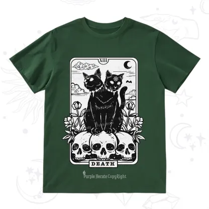 Purplehecate The Black Cat Death Tarot Card T-Shirt