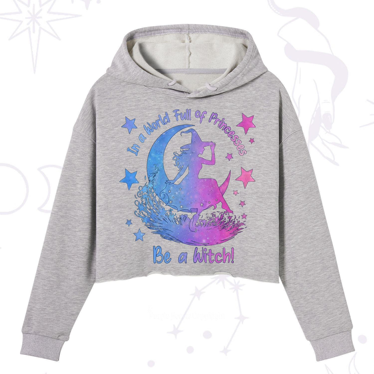 Purplehecate In a World Full of Princesses be a Witch Crop Hoodie