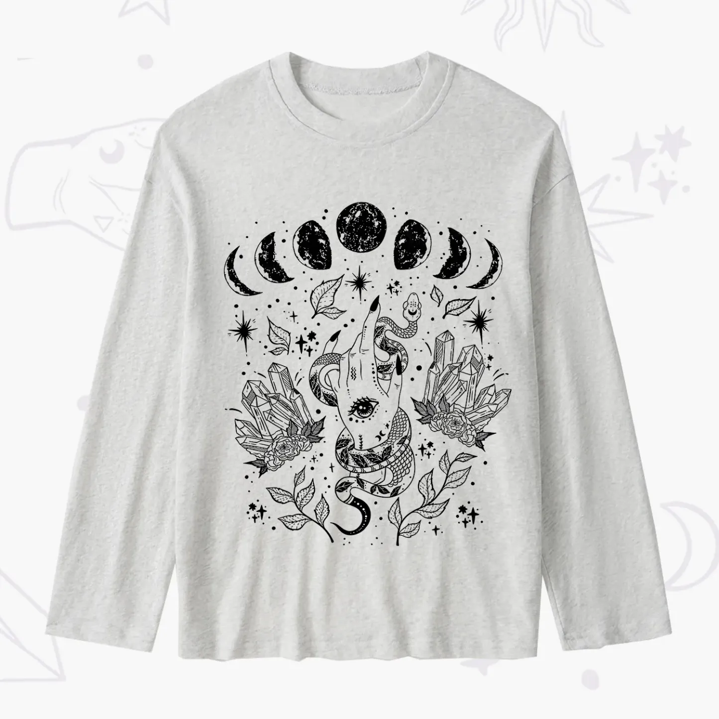 Purplehecate Reach For The Moon Slub Long Sleeve T-Shirt