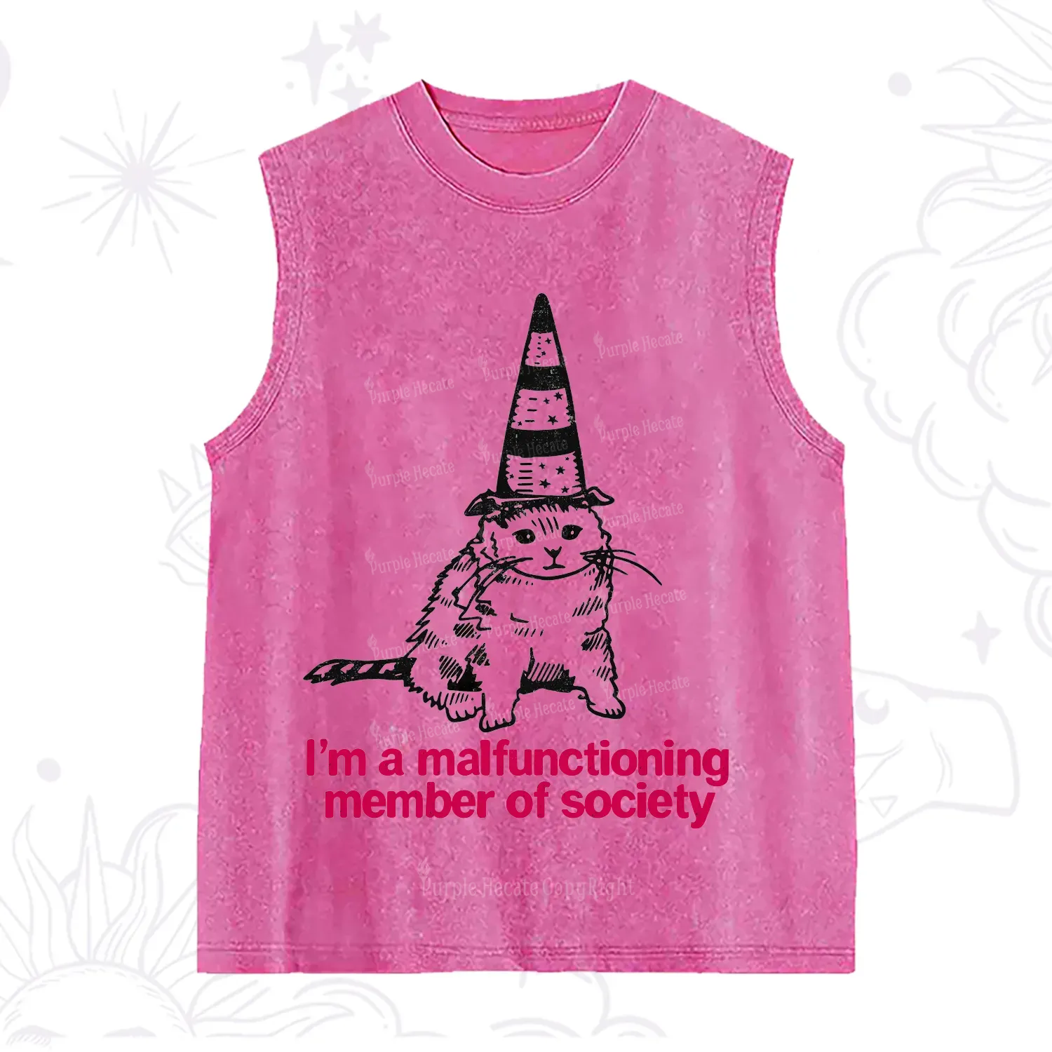 Purplehecate Social Anxiety Cat Washed Tank