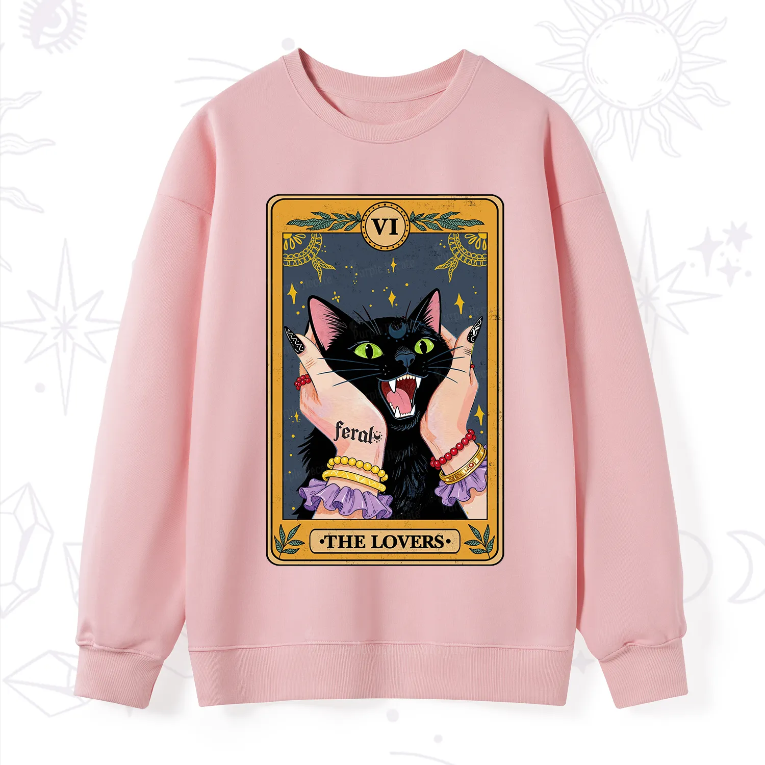 Purplehecate The Lovers Tarot Feral Cat Sweatshirt