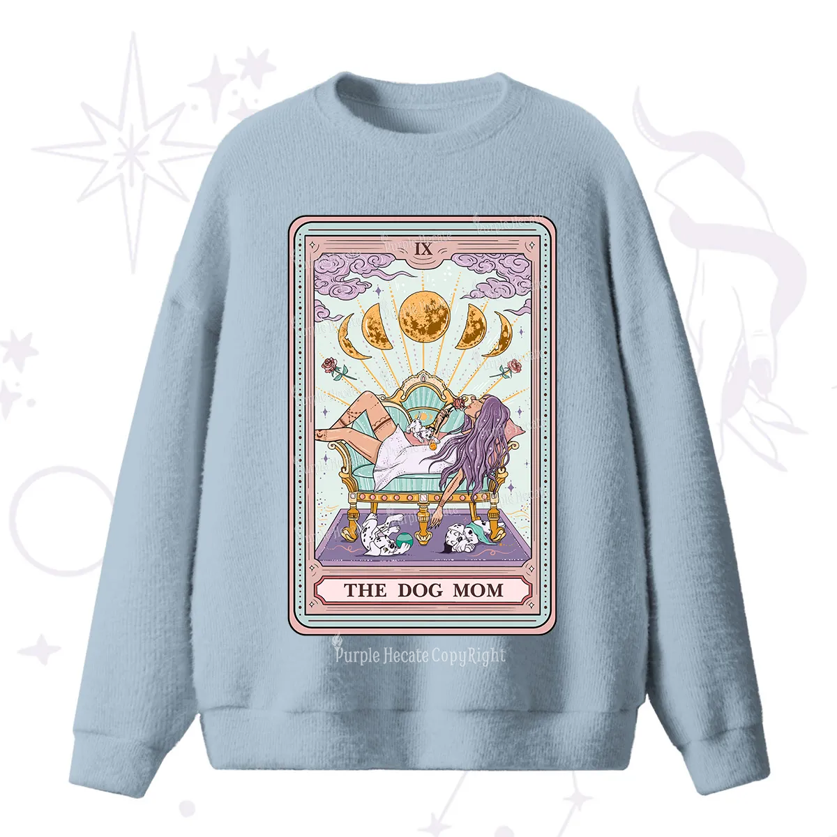 Purplehecate The Dog Mom Tarot Fuzzy Ugly Sweater