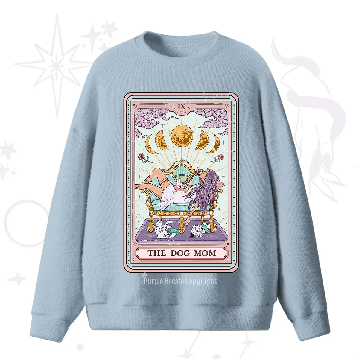 Purplehecate The Dog Mom Tarot Fuzzy Ugly Sweater