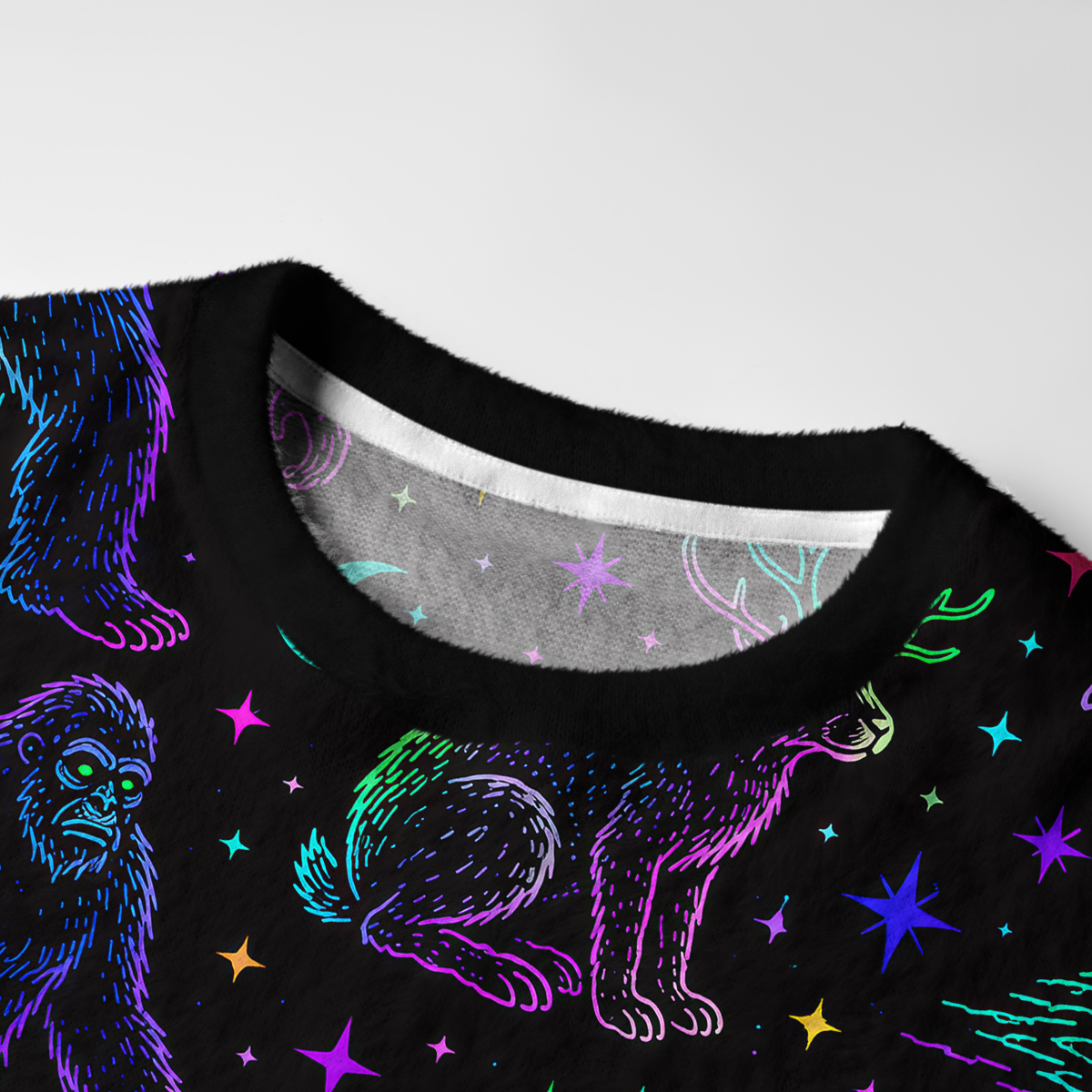 Purplehecate Neon Cryptid Creatures Fuzzy Ugly Sweatshirt