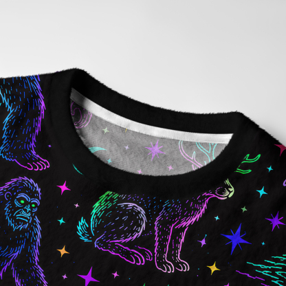 Purplehecate Neon Cryptid Creatures Fuzzy Ugly Sweatshirt