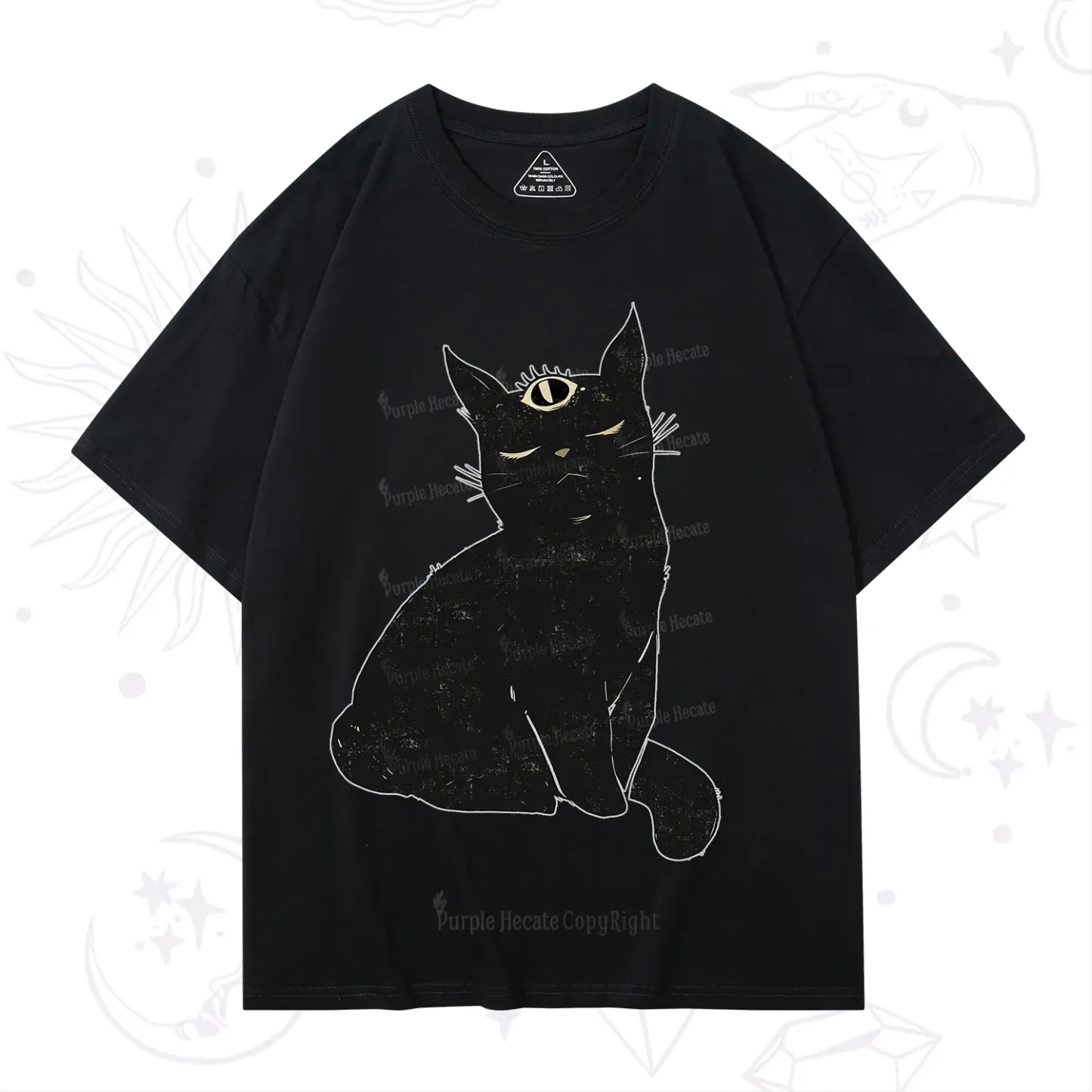 Purplehecate Third Eye Black Cat T-Shirt