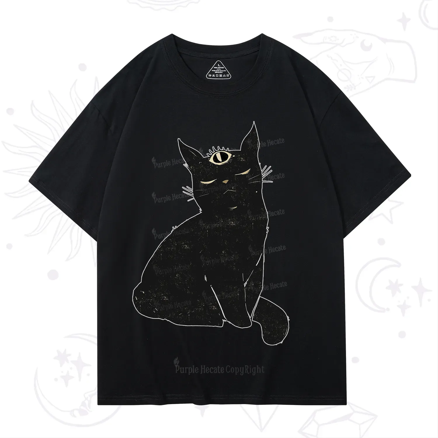 Purplehecate Third Eye Black Cat T-Shirt