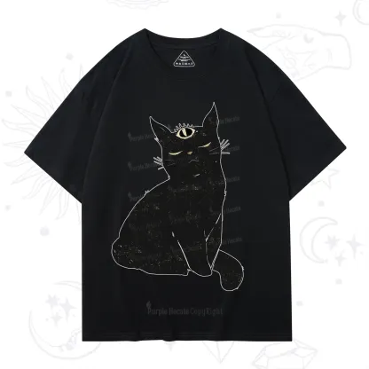 Purplehecate Third Eye Black Cat T-Shirt