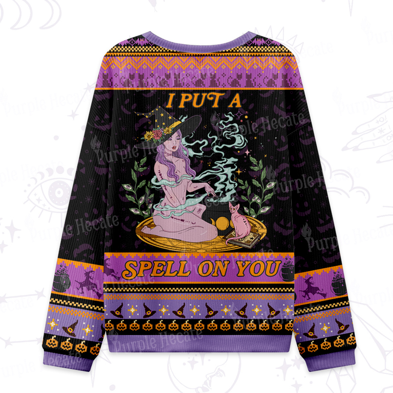 Purplehecate I Put A Spell On You Ugly Halloween Sweatshirts