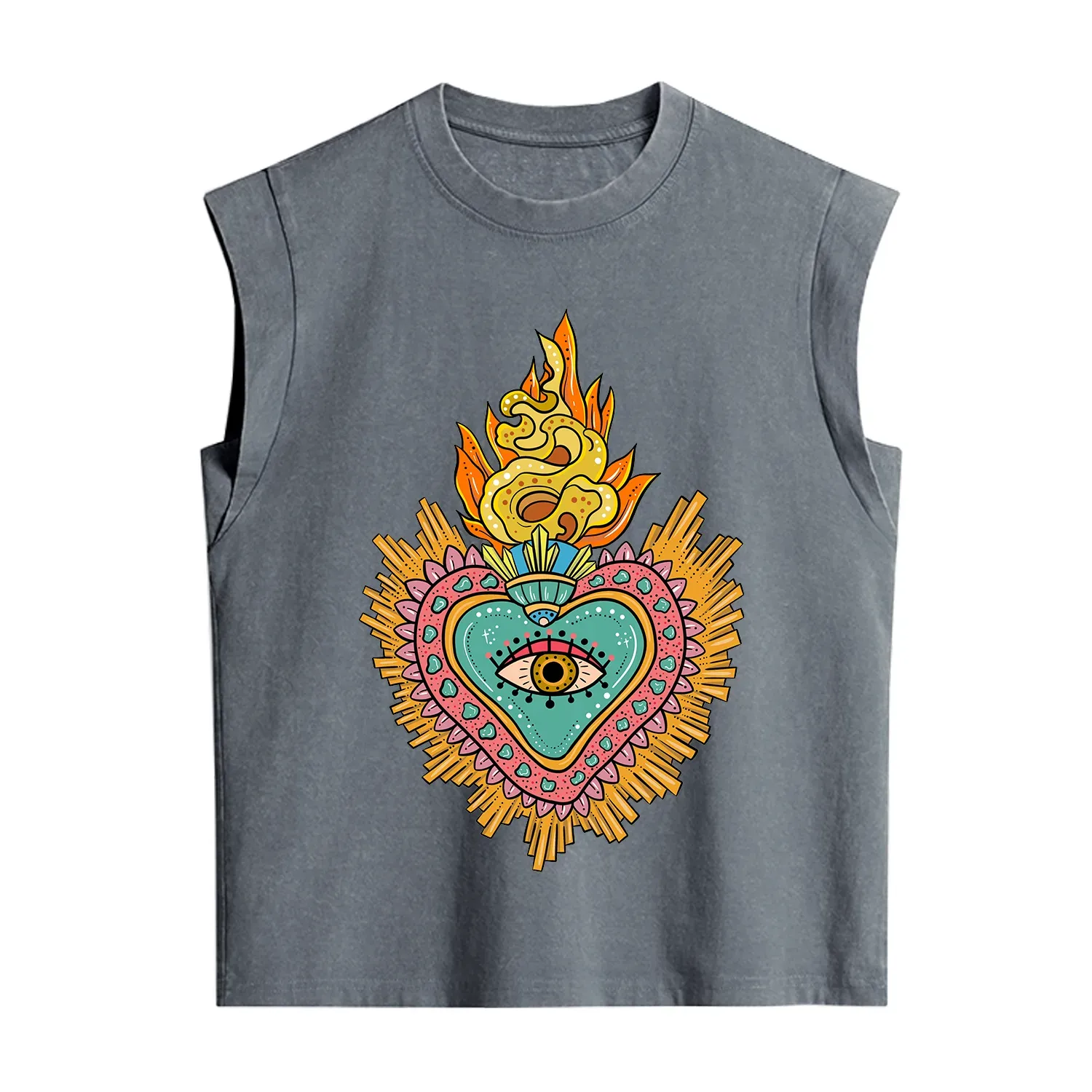 Purplehecate Rainbow Sacred Heart Vintage Washed Tank