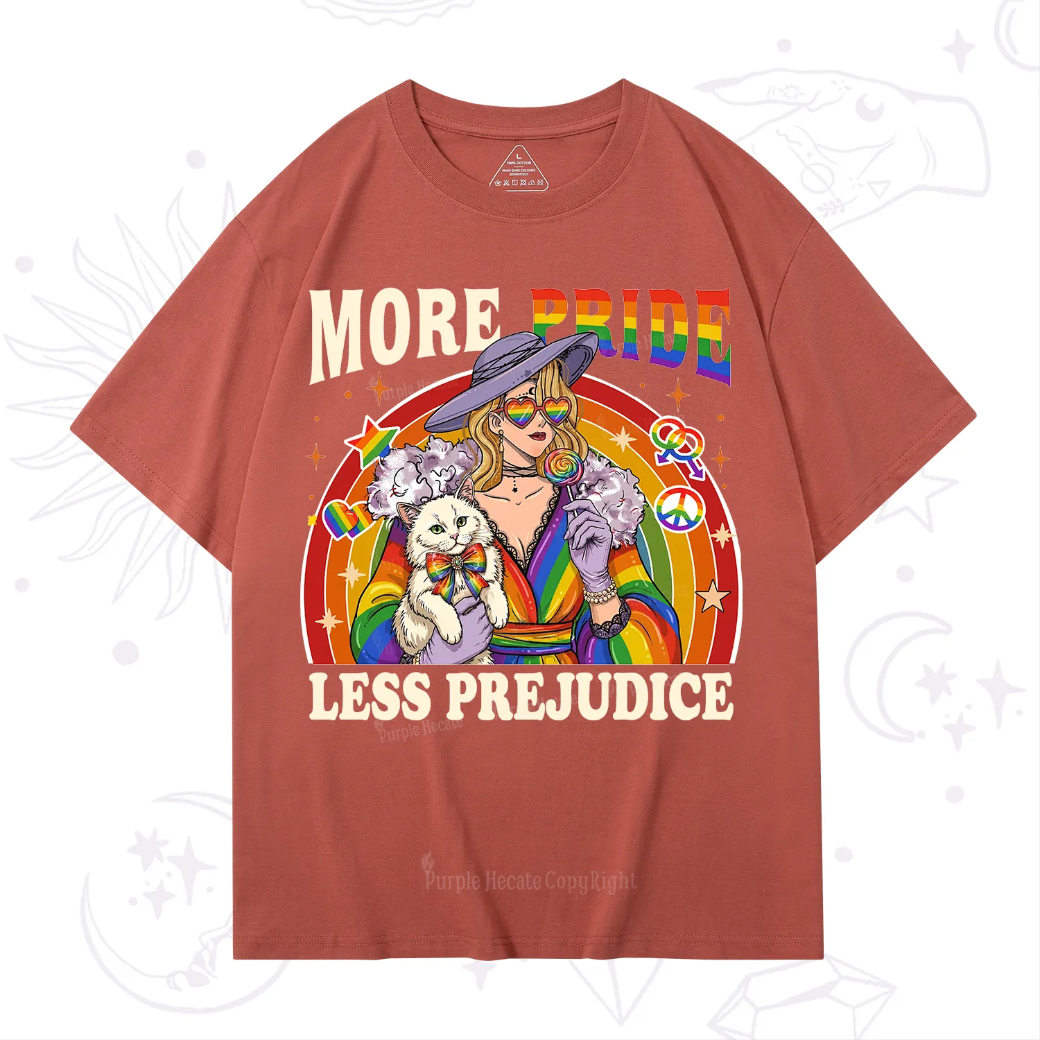 Purplehecate More Pride Less Prejudice Rainbow T-Shirt