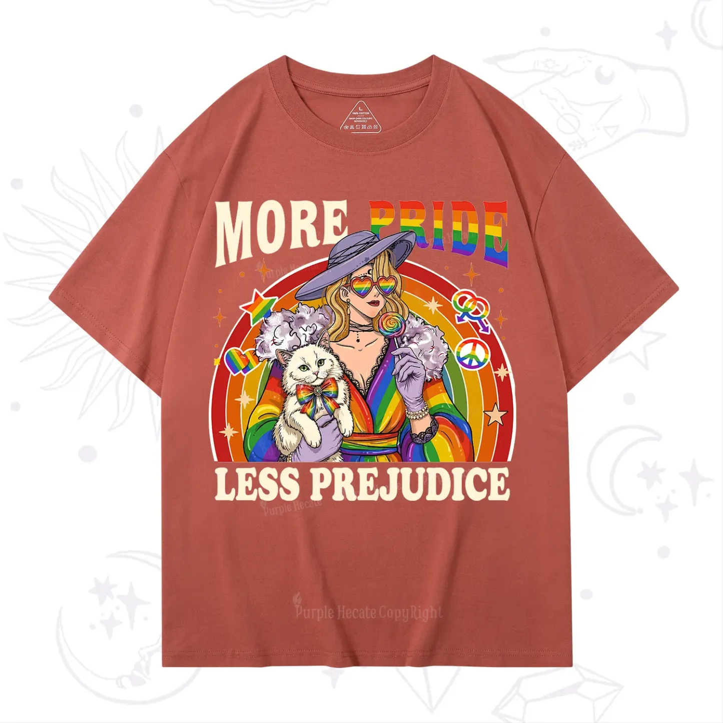 Purplehecate More Pride Less Prejudice Rainbow T-Shirt