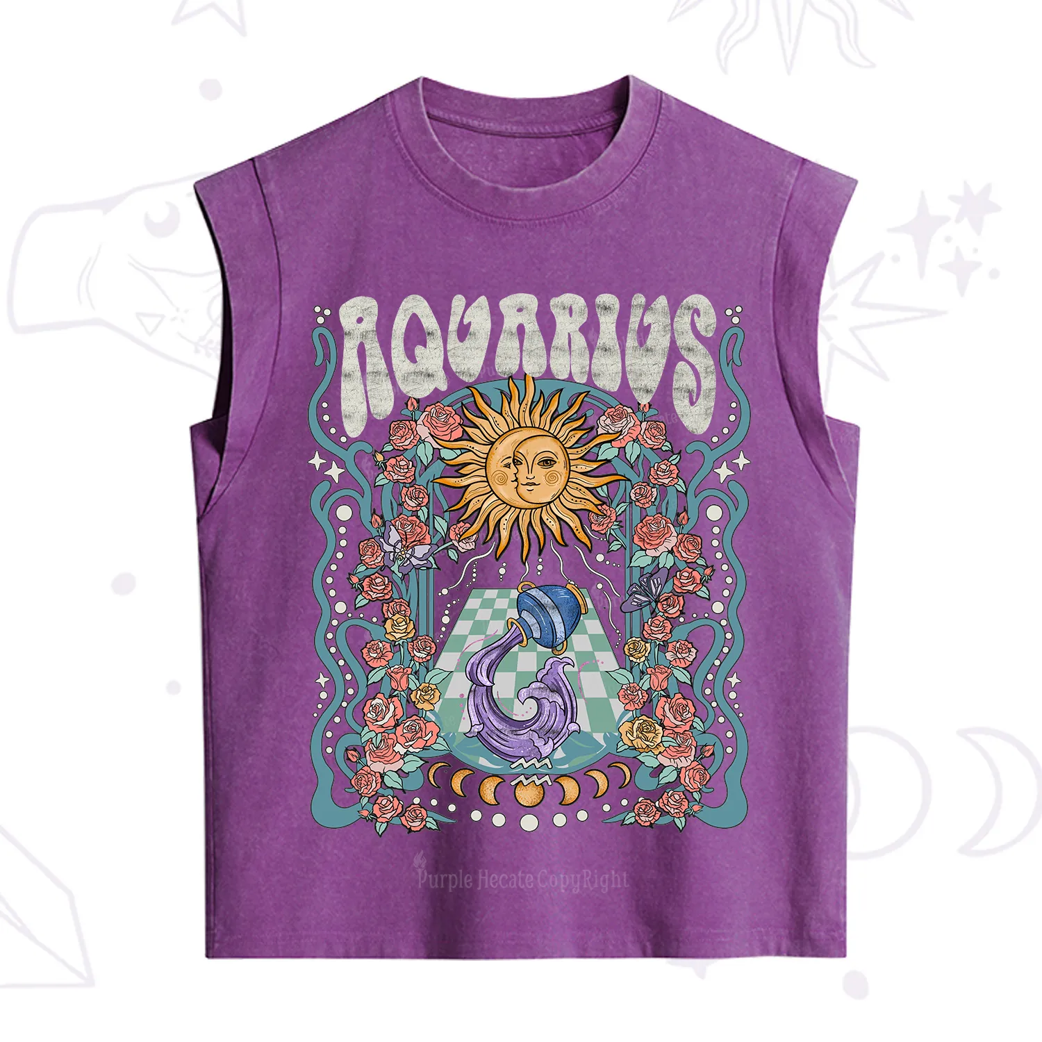 Purplehecate Aquarius Spirit Zodiac Vintage Washed Tank