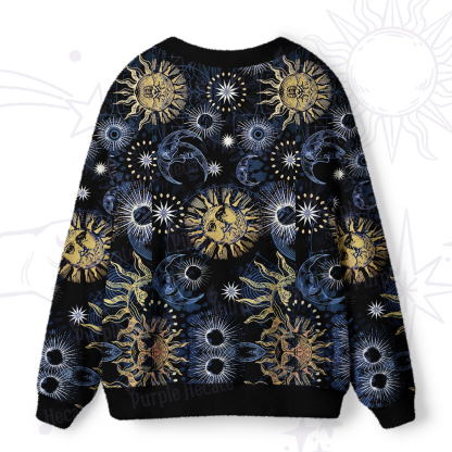 Purplehecate Starbound Celestial Sun & Moon Ugly Cardigan Sweaters
