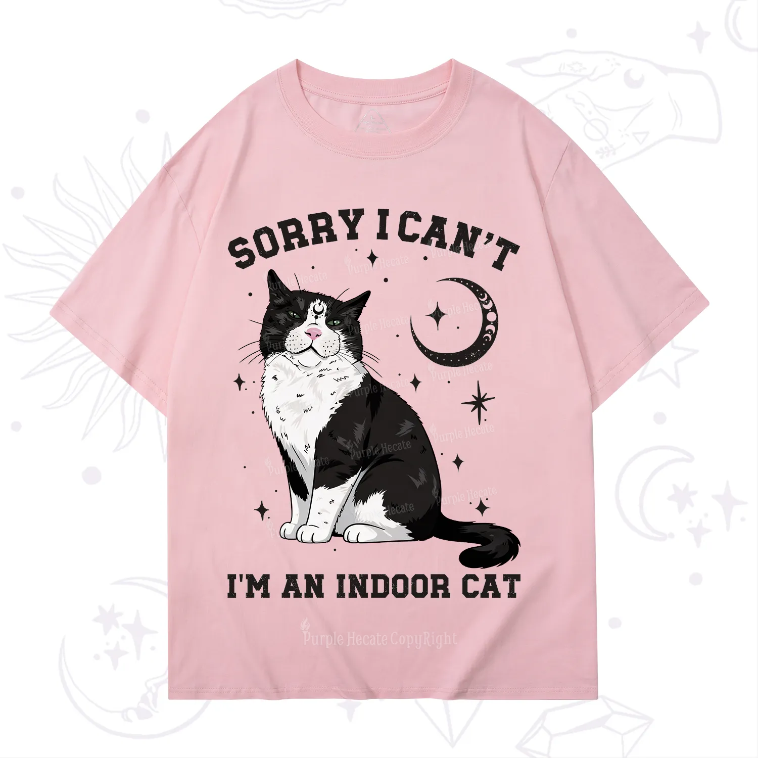 Purplehecate Sorry I Can't Go I'm an Indoor Cat T-Shirt