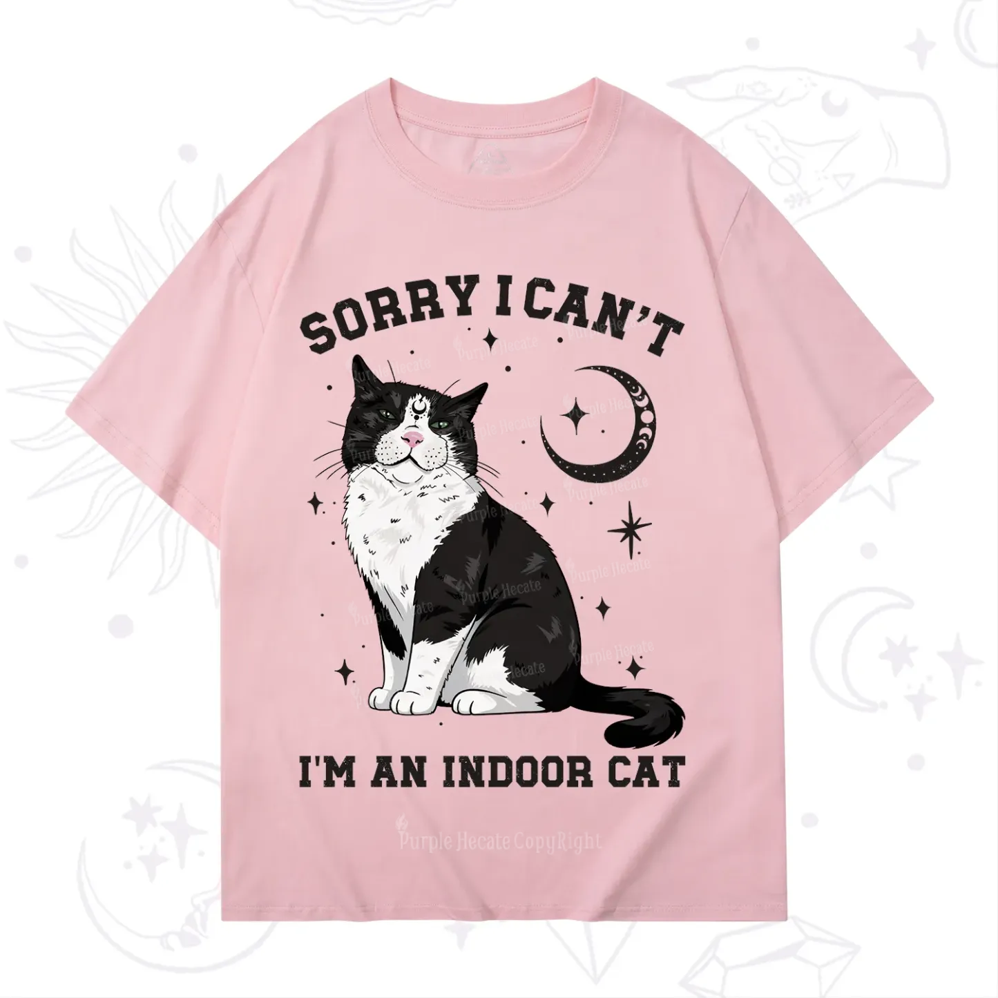 Purplehecate Sorry I Can't Go I'm an Indoor Cat T-Shirt