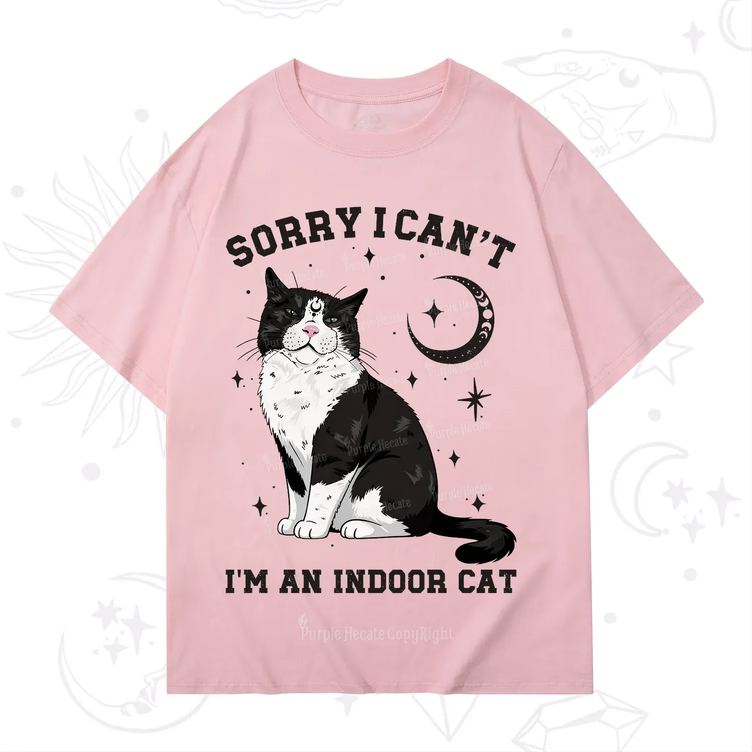 Purplehecate Sorry I Can't Go I'm an Indoor Cat T-Shirt