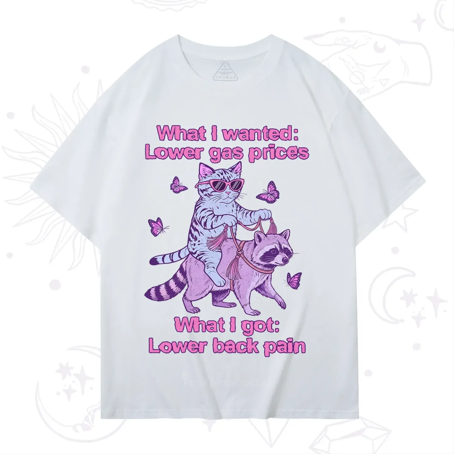 Purplehecate Lower Gas Prices Lower Back Pain Cat T-Shirt