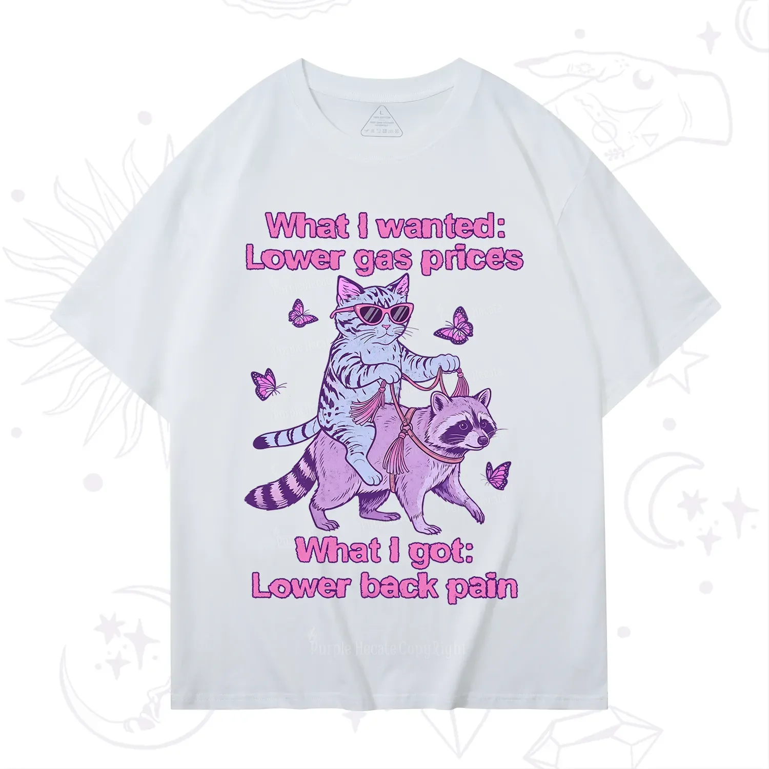 Purplehecate Lower Gas Prices Lower Back Pain Cat T-Shirt