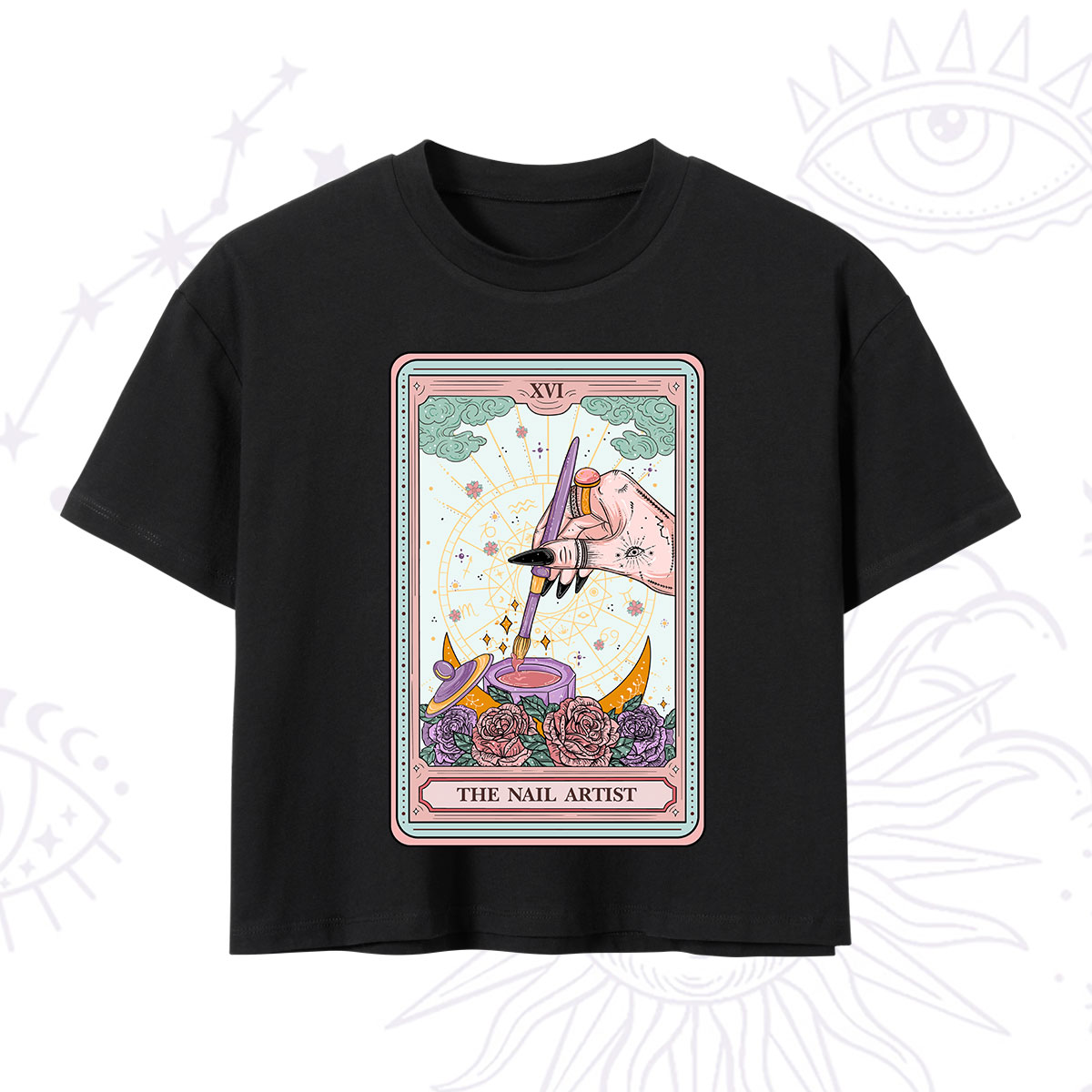 Purplehecate The Nail Artist Tarot Card Crop T-Shirt