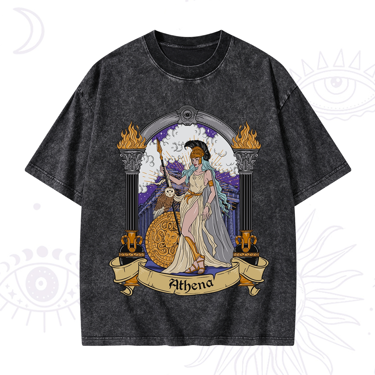 Purplehecate The Wise Goddess Athena Washed T-Shirt