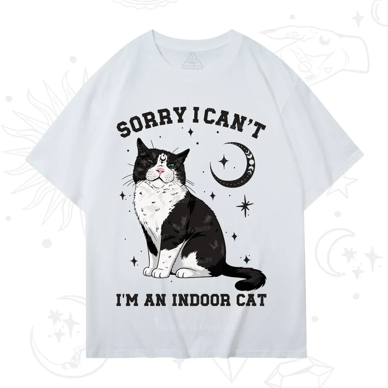 Purplehecate Sorry I Can't Go I'm an Indoor Cat T-Shirt