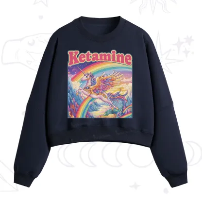 Purplehecate Ketamine Rainbow Unicorn Fleece Cropped Sweatshirt
